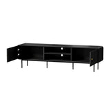 Oikiture TV Cabinet Entertainment Unit Stand 180cm Wooden Black