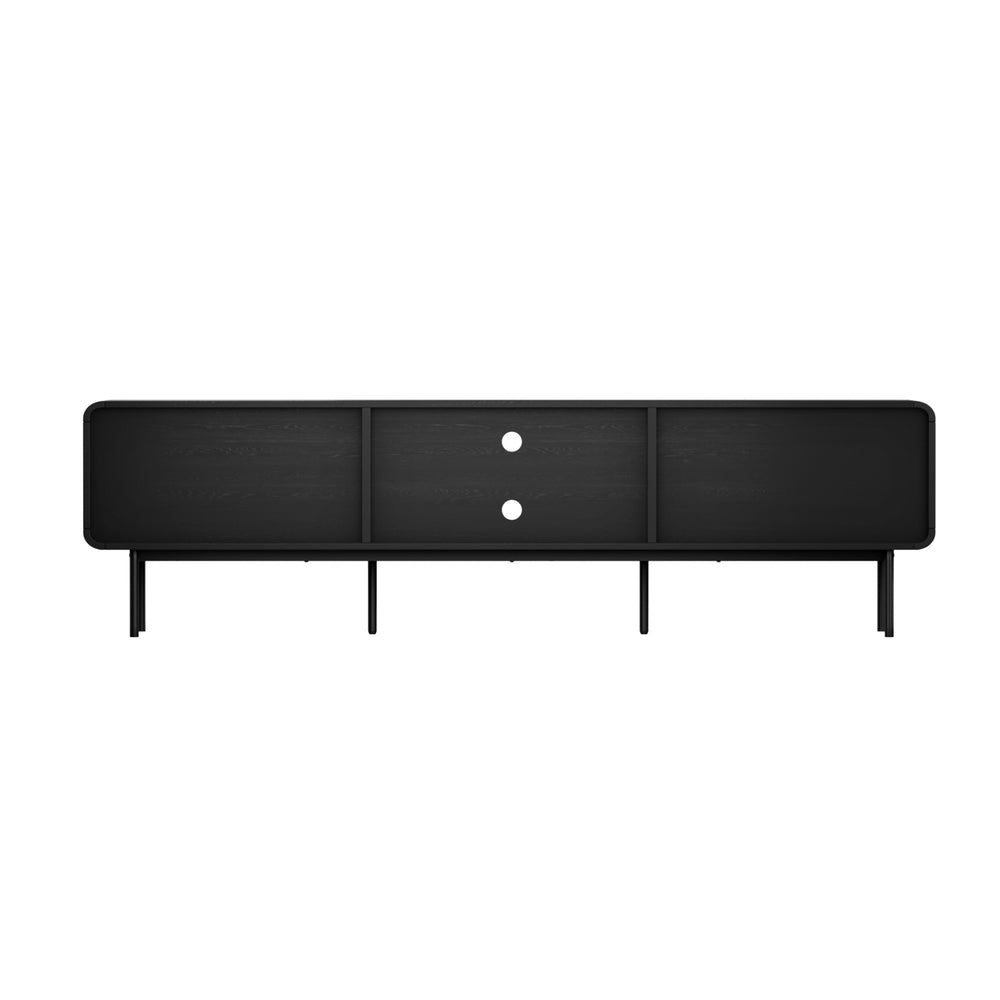 Oikiture TV Cabinet Entertainment Unit Stand 180cm Wooden Black