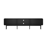 Oikiture TV Cabinet Entertainment Unit Stand 180cm Wooden Black - Rear View