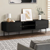 Oikiture TV Cabinet Entertainment Unit Stand 180cm Wooden Black