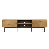 Oikiture TV Cabinet Entertainment Unit Stand 180cm Oak - Rear View