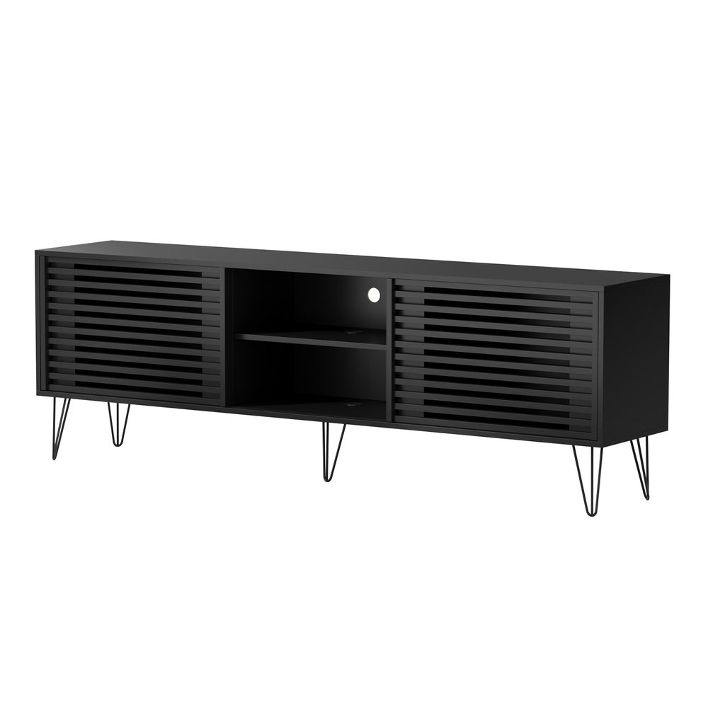 Oikiture TV Stand Cabinet Entertainment Unit Sliding Door 180cm Black