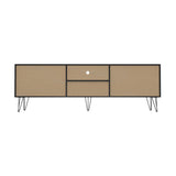 Oikiture TV Stand Cabinet Entertainment Unit Sliding Door 180cm Black