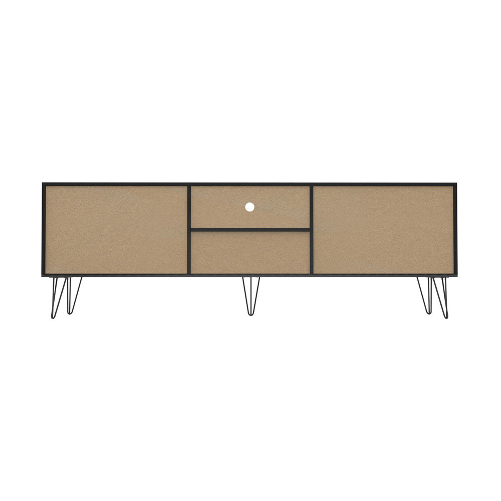 Oikiture TV Stand Cabinet Entertainment Unit Sliding Door 180cm Black