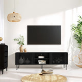 Oikiture TV Stand Cabinet Entertainment Unit Sliding Door 180cm Black