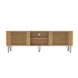 Oikiture TV Stand Cabinet Entertainment Unit Sliding Door 180cm Natural