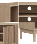 Oikiture TV Cabinet Entertainment Unit Stand 160cm Natural