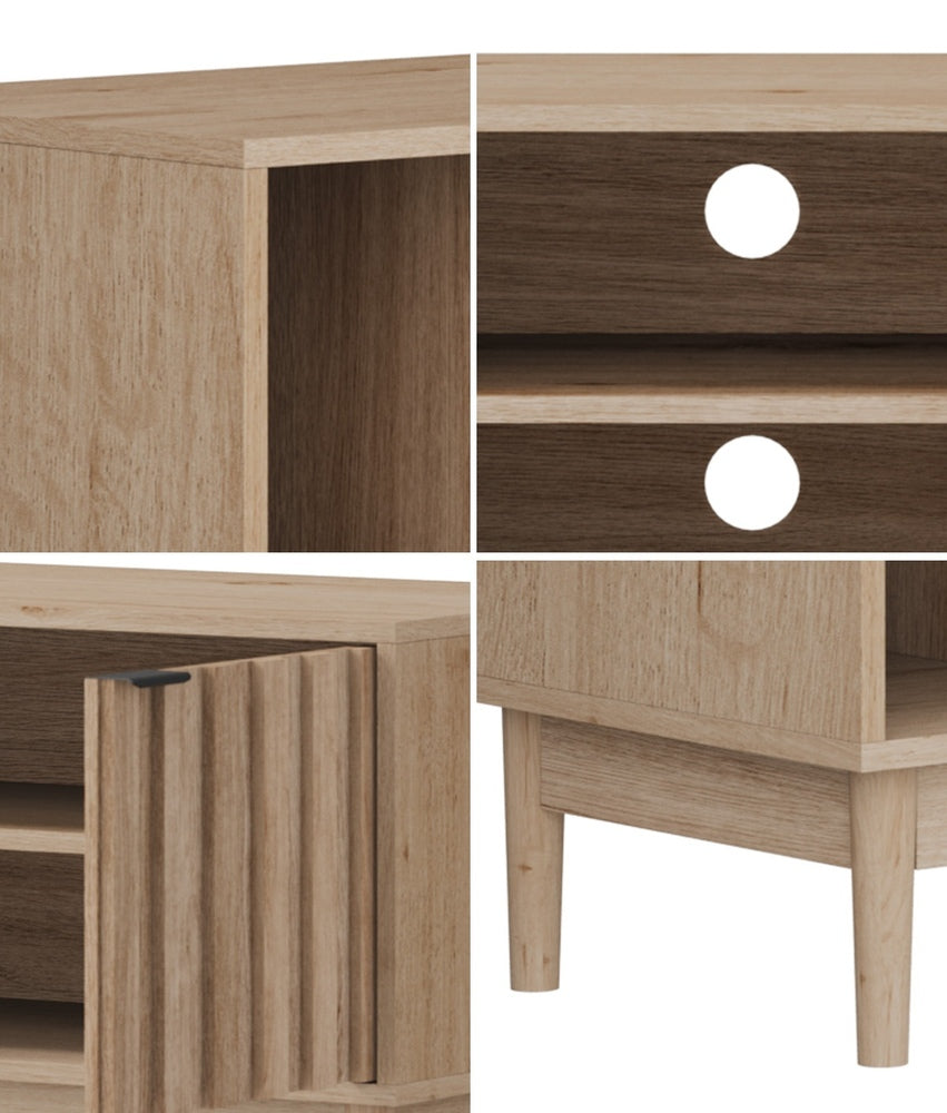 Oikiture TV Cabinet Entertainment Unit Stand 160cm Natural