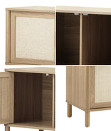Oikiture TV Cabinet Entertainment Unit Stand 160cm Rattan Doors Natural - Top-Down View