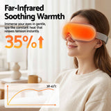 Livemor Eye Massager with Heat & Vibration | 180° Foldable Electric Eye Heat Mask with Bluetooth Music for Fatigue Relief | Rechargeable 3D Wrap-Around Temple Massager, White - Rear View
