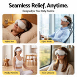 Livemor Eye Massager with Heat & Vibration | 180° Foldable Electric Eye Heat Mask with Bluetooth Music for Fatigue Relief | Rechargeable 3D Wrap-Around Temple Massager, White - Close-Up Angle