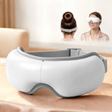 Livemor Eye Massager with Heat & Vibration | 180° Foldable Electric Eye Heat Mask with Bluetooth Music for Fatigue Relief | Rechargeable 3D Wrap-Around Temple Massager, White - Extra Image