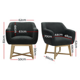 Artiss Armchair Tub Chair Charcoal Aston - Front View
