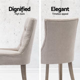 Artiss Dining Chairs Set of 4 Linen French Provincial Beige - Rear View
