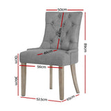 Artiss Dining Chairs Set of 4 Linen French Provincial Grey - Front View
