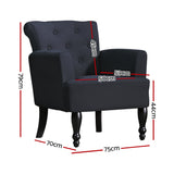 Artiss Armchair Wingback Charcoal Lothair - Front View