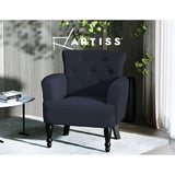 Artiss Armchair Wingback Charcoal Lothair - Rear View
