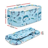 Weisshorn Foldable Bathtub PVC Spa Bucket Inflatable Cushion 114x62cm Blue - Front View