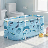 Weisshorn Foldable Bathtub PVC Spa Bucket Inflatable Cushion 114x62cm Blue - Close-Up Angle