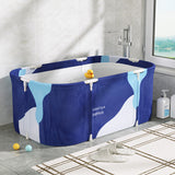 Weisshorn Foldable Bathtub PVC Spa Bucket Inflatable Cushion 114x62cm Navy Blue - 45-Degree Angle