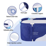 Weisshorn Foldable Bathtub PVC Spa Bucket Inflatable Cushion 114x62cm Navy Blue - 45-Degree Angle