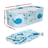 Weisshorn Foldable Bathtub PVC Spa Bucket Inflatable Cushion 132x65cm Blue - Front View