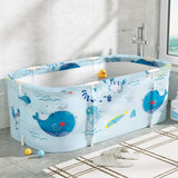 Weisshorn Foldable Bathtub PVC Spa Bucket Inflatable Cushion 132x65cm Blue - Rear View