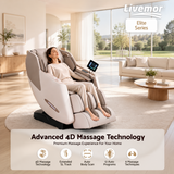 Livemor Elite 4D Massage Chair Recliner, SL Track Zero Gravity & Heat Auto Body Scan, 12 Auto Programs, 3 Zero-G Positions, Foot Rollers, Airbag Compression, Bluetooth Speaker, Wireless Charging - Top-Down View