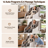 Livemor Elite 4D Massage Chair Recliner, SL Track Zero Gravity & Heat Auto Body Scan, 12 Auto Programs, 3 Zero-G Positions, Foot Rollers, Airbag Compression, Bluetooth Speaker, Wireless Charging - Rear View