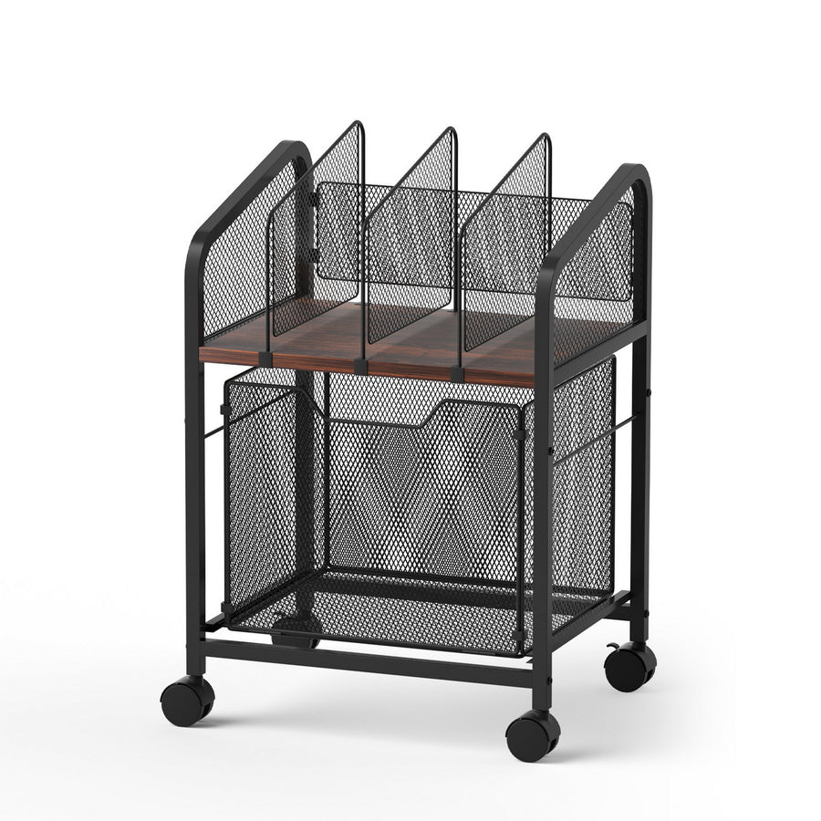 Artiss Mobile File Cabinet Rolling with Locking Wheels Wood Top Compact Storage Organiser Black