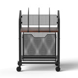 Artiss Mobile File Cabinet Rolling with Locking Wheels Wood Top Compact Storage Organiser Black - Side View