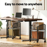 Artiss Mobile File Cabinet Rolling with Locking Wheels Wood Top Compact Storage Organiser Black - Top-Down View