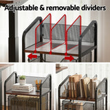 Artiss Mobile File Cabinet Rolling with Locking Wheels Wood Top Compact Storage Organiser Black - 45-Degree Angle