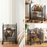 Artiss Mobile File Cabinet Rolling with Locking Wheels Wood Top Compact Storage Organiser Black - Rear View