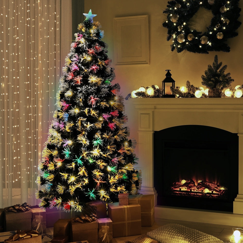 Tinseltown Christmas Tree 1.8M 6FT Fibre Optic Multi Colour LED Light