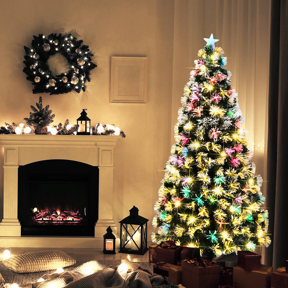 Tinseltown Christmas Tree 1.8M 6FT Fibre Optic Multi Colour LED Light