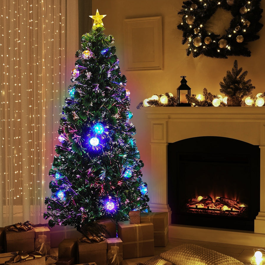 Tinseltown LED Christmas Tree 1.8M 6FT Fibre-optics Flash Lights
