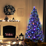 Tinseltown Christmas Tree 1.8M 6FT Snowflakes Green with LED lights - Low Angle