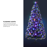 Tinseltown Christmas Tree 1.8M 6FT Snowflakes Green with LED lights - Close-Up Angle