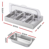 5-Star Chef 3 Pan Food Serving Display Stainless Steel with Clear Roll Top Cover