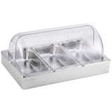 5-Star Chef 3 Pan Food Serving Display Stainless Steel with Clear Roll Top Cover