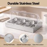 5-Star Chef 3 Pan Food Serving Display Stainless Steel with Clear Roll Top Cover