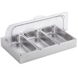 5-Star Chef 3 Pan Food Serving Display Stainless Steel with Clear Roll Top Cover