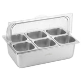 5-Star Chef 6 Pan Food Serving Display Stainless Steel Cooler Platter with Clear Roll Top Cover - Extra Image