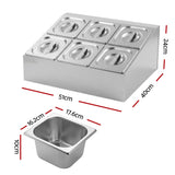 5-Star Chef 6 Pan Food Serving Display Container Stainless Steel Food Container Lids - Front View