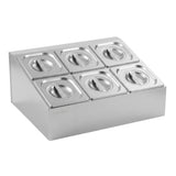 5-Star Chef 6 Pan Food Serving Display Container Stainless Steel Food Container Lids - Side View