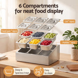5-Star Chef 6 Pan Food Serving Display Container Stainless Steel Food Container Lids - Top-Down View