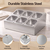5-Star Chef 6 Pan Food Serving Display Container Stainless Steel Food Container Lids - Rear View