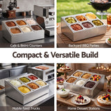 5-Star Chef 6 Pan Food Serving Display Container Stainless Steel Food Container Lids - Low Angle