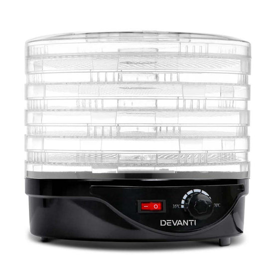 Devanti 5-Tray Black Food Dehydrator for Fruits, Veggies, and Jerky
